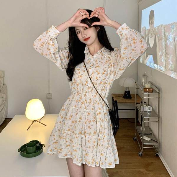 Свежий приталенный корсет, шифоновое платье, коллекция 2022, французский стиль, цветочный принт