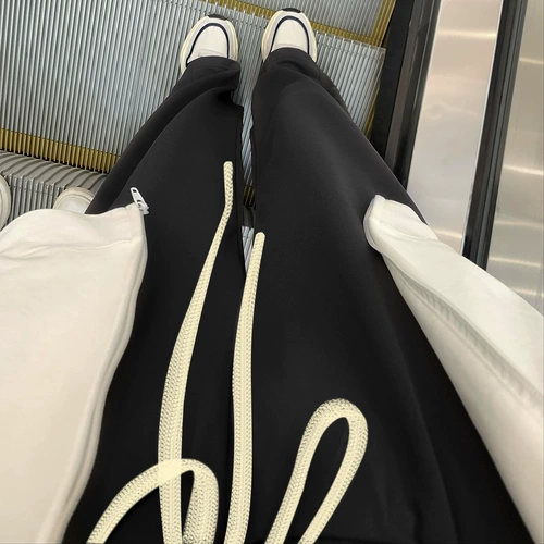 Tide, осенние повседневные брюки, штаны, в корейском стиле, высокая талия, свободный прямой крой, коллекция 2021, подходит для подростков