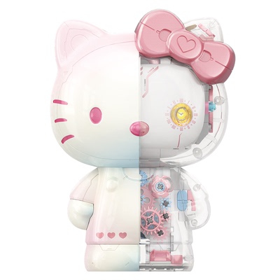 三丽鸥HELLO KITTY幻彩琉璃大体凯蒂猫积木摆件拼装积木女生礼物