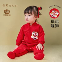 Платье для девочек, красное ханьфу, детский демисезонный комбинезон, китайский стиль
