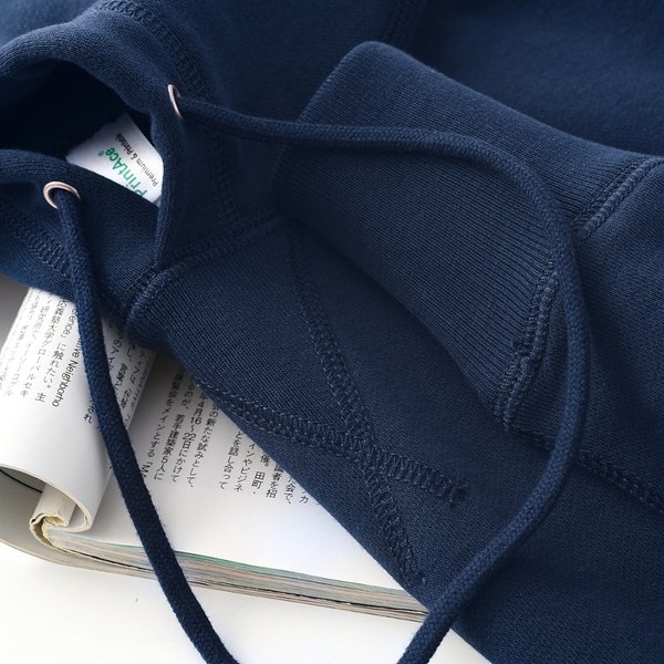 Ретро синяя комфортная толстовка с капюшоном подходит для мужчин и женщин, свободный крой