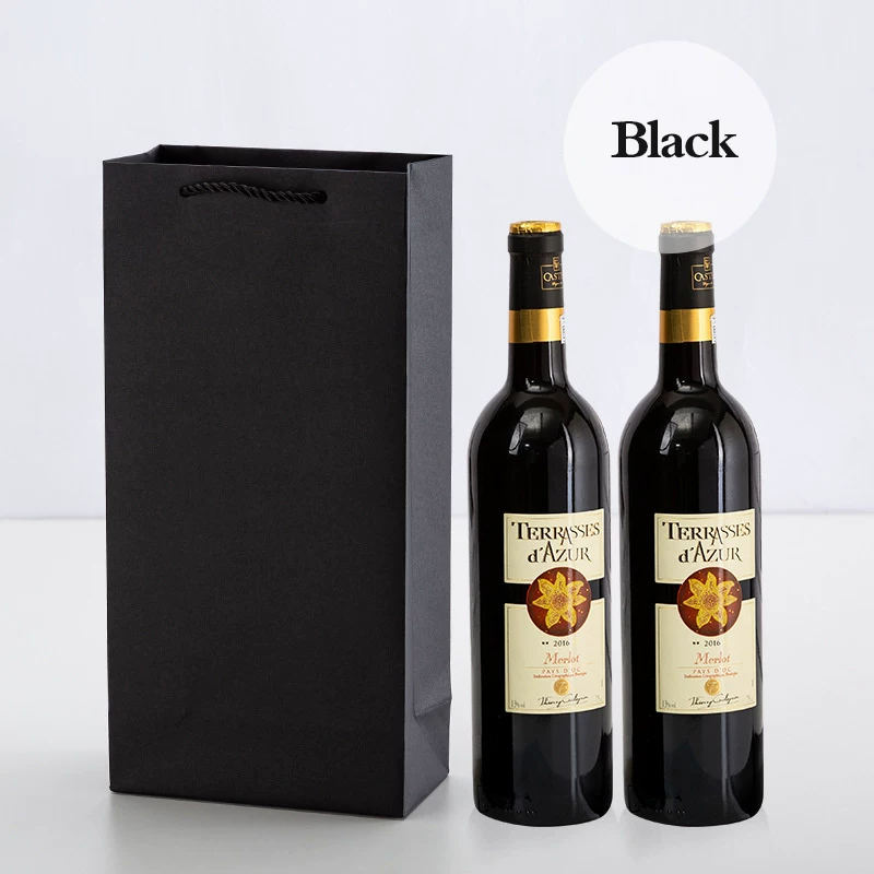 [1Pcs Black Kraft Paper Red Wine Hand Bag Wine Drinks]