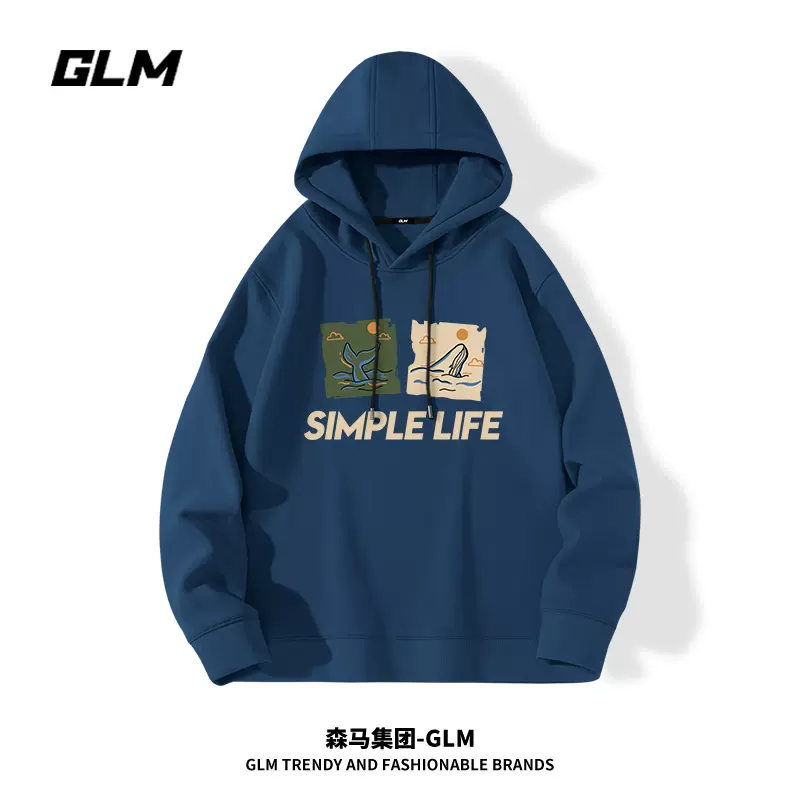 森馬旗下輕商務(wù)潮牌，GLM 男女春秋ins潮牌寬松連帽衛(wèi)衣 多色