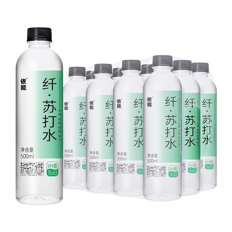 依能苏打水无糖弱碱性饮料500ml*12瓶