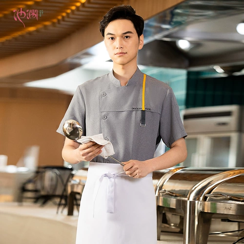 Chiyuan Restaurant Chef Chef Work Одежда мужчина летняя обеденная кухня кухня шеф -повар с длинной одеждой с коротким рукавом мужчины