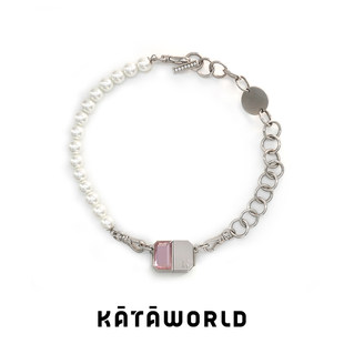 KataWorld 小さな角砂糖ピンクのネックレスペンダントライト高級ニッチデザインカップル無料組み立てネックレス