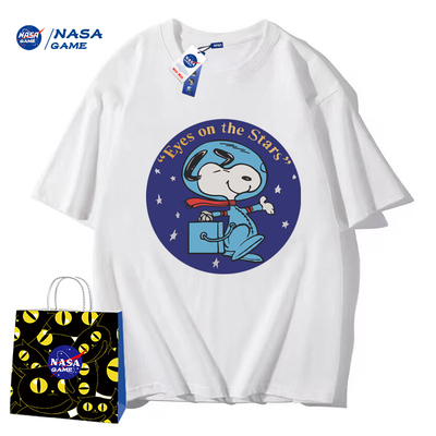 NASA GAME官网联名款新品2023纯棉短袖t恤男女潮牌上衣情侣装T恤