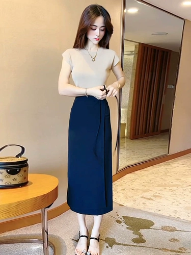 Летняя длинная юбка, в западном стиле, высокая талия, А-силуэт