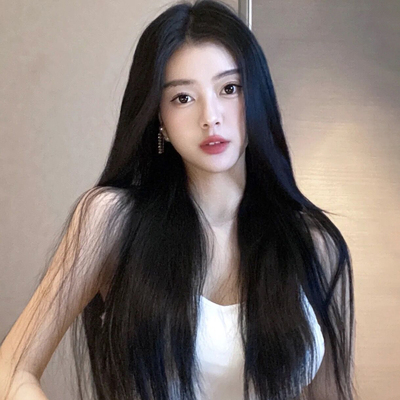 taobao agent Wig with hair parting, fashionable bangs, helmet, straight hair, 2022