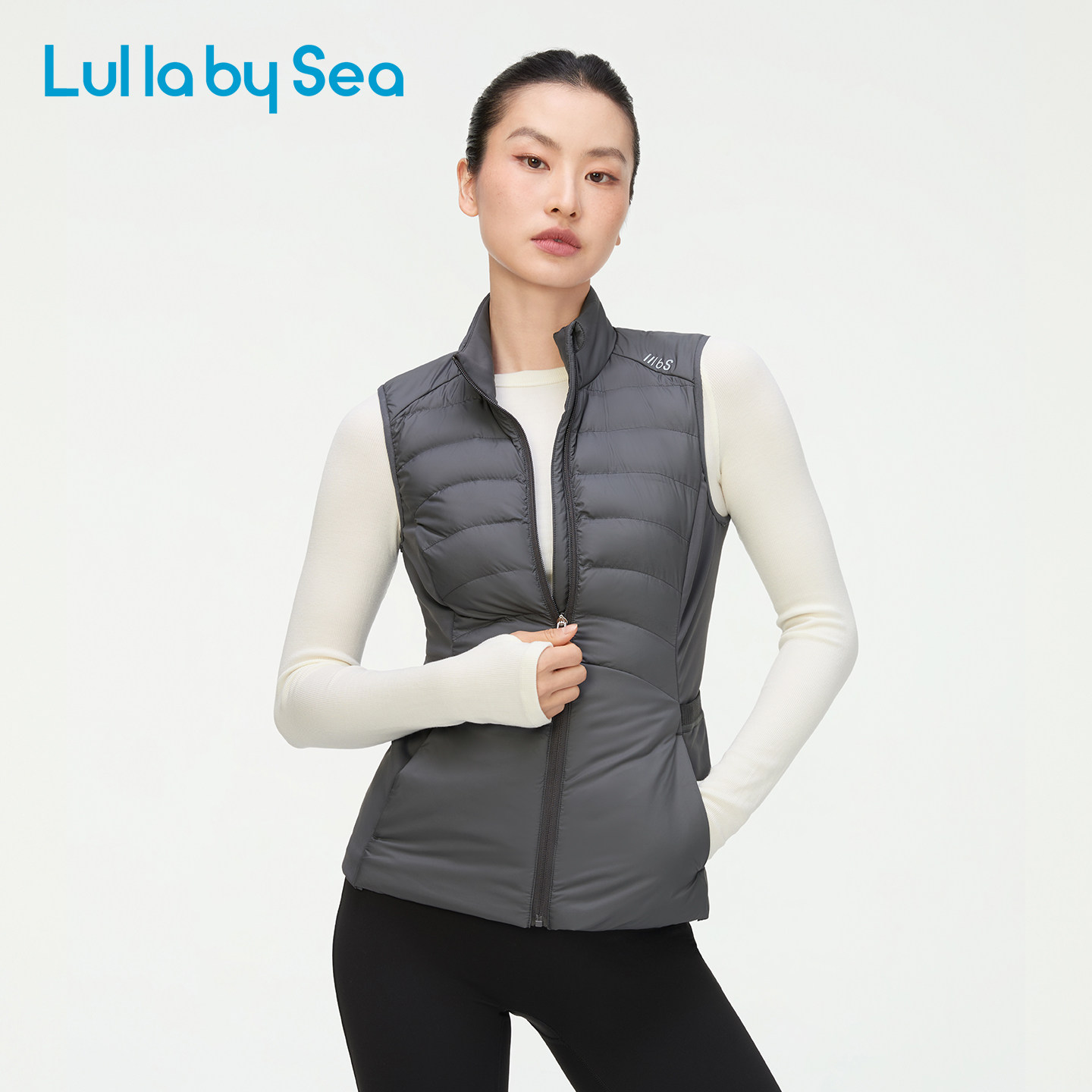 Lightwarm立领排骨羽绒马甲侧兜收纳运动保暖背心|Lulla by Sea 动马实拍商品图