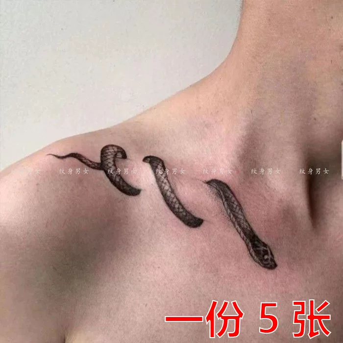 Украшение с рисунком клыка и змеи, сексуальная цепочка с узором кости ключицы, водонепроницаемость, стержень держится, узор змей, тонкие наклейки для татуировки