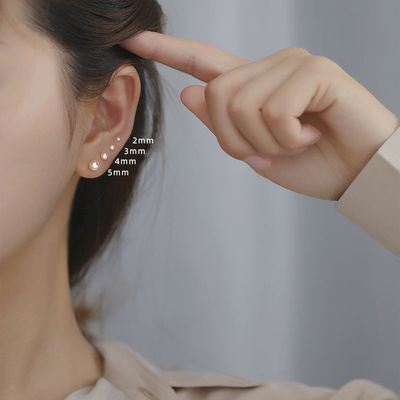 taobao agent Silver Doudou Earrings 999 Foot Silver Balls of Ear Paners Earrings Students Anti -Blocking Ear and Ear Bone Sleeping and Free Elike Sticks