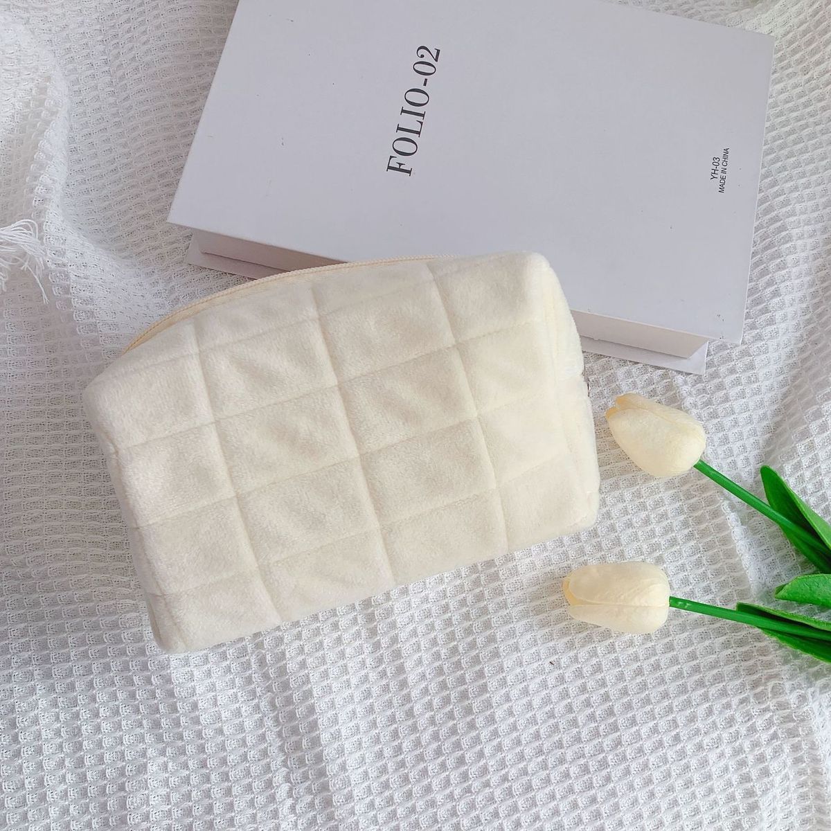 White pencil case-can be used as a cosmetic bag