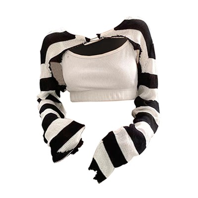 taobao agent Knitted summer short retro cardigan, jacket, shawl, UV protection