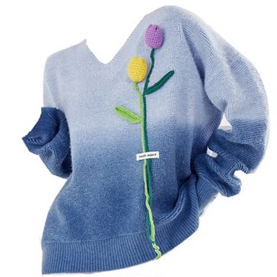 taobao agent Colored autumn sweater flower-shaped, knitted jacket, 2022 collection, for girls