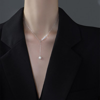Zhouyi s999 sterling silver pearl necklace niche long clavicle chain female Japanese and Korean accessories for sisters