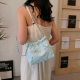 Мусорный мешок с бантиком, сумка через плечо, небольшая цепь, городской стиль, в стиле Шанель