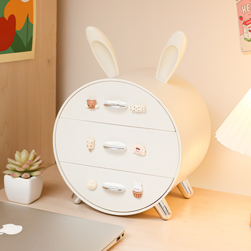 [Chrome-plated silver-off-white] Light luxury model ⭐Cute rabbit (free 3D cute sticker)