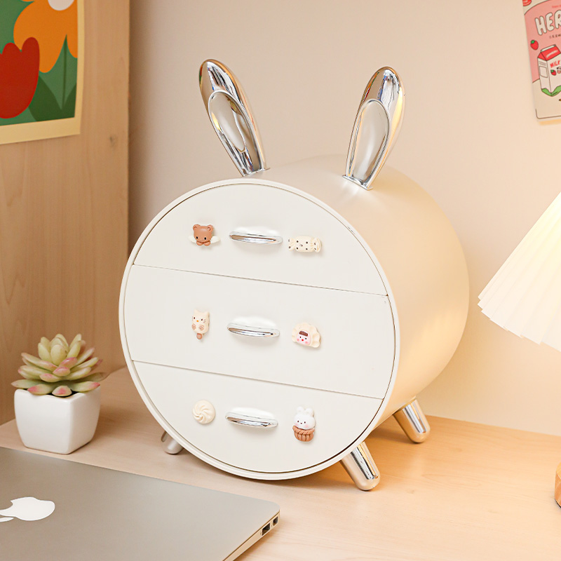[Chrome-plated silver-off-white] Luxury model ⭐ Cute Rabbit (free 3D cute stickers)