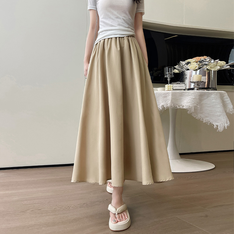 拉夏贝尔白色半身裙女夏季薄款2024年新款中长款a字高腰显瘦长裙
