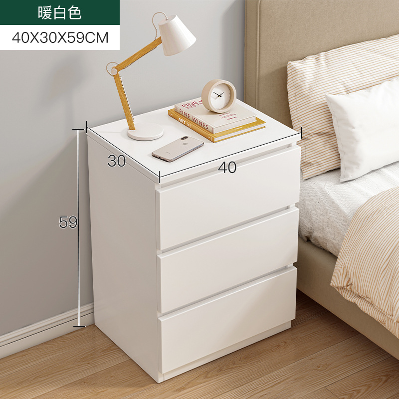 Bedside Cabinet, Simple Bedhead, Small Storage Rack, Home Bedroom Bedside Storage Cabinet, Rental Room Small Cabinet (1627207:8971309693:color classification:Warm white triple draw 40CM;29112:30430542:Installation method:Self-assembly)