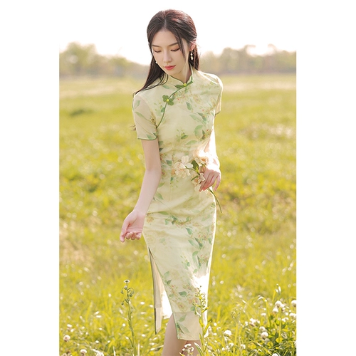 Ретро ципао, легкое элитное платье, китайский стиль, светлый стиль