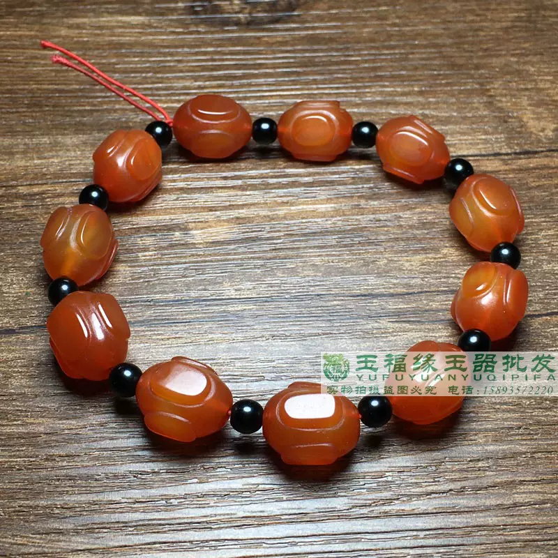高古老红玛瑙珠老玉古玉回流创汇期清代红色灯笼珠手链串珠子-Taobao