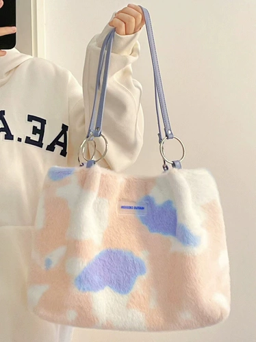 Оригинальная демисезонная вместительная и большая сумка на одно плечо, градиент, в корейском стиле