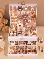 Аксессуар для волос, белая подарочная коробка, двухэтажная открытка, с медвежатами