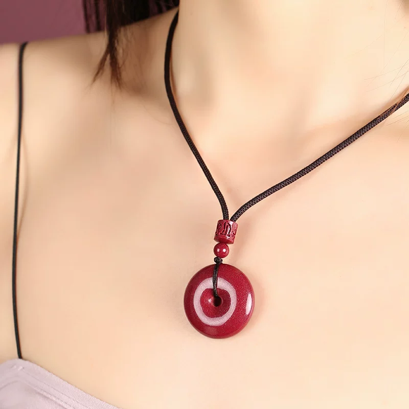 紫金砂 朱砂平安扣吊坠 挂绳挂饰 男女老小 项链挂件【含师傅祈福，发货周期7-20天】