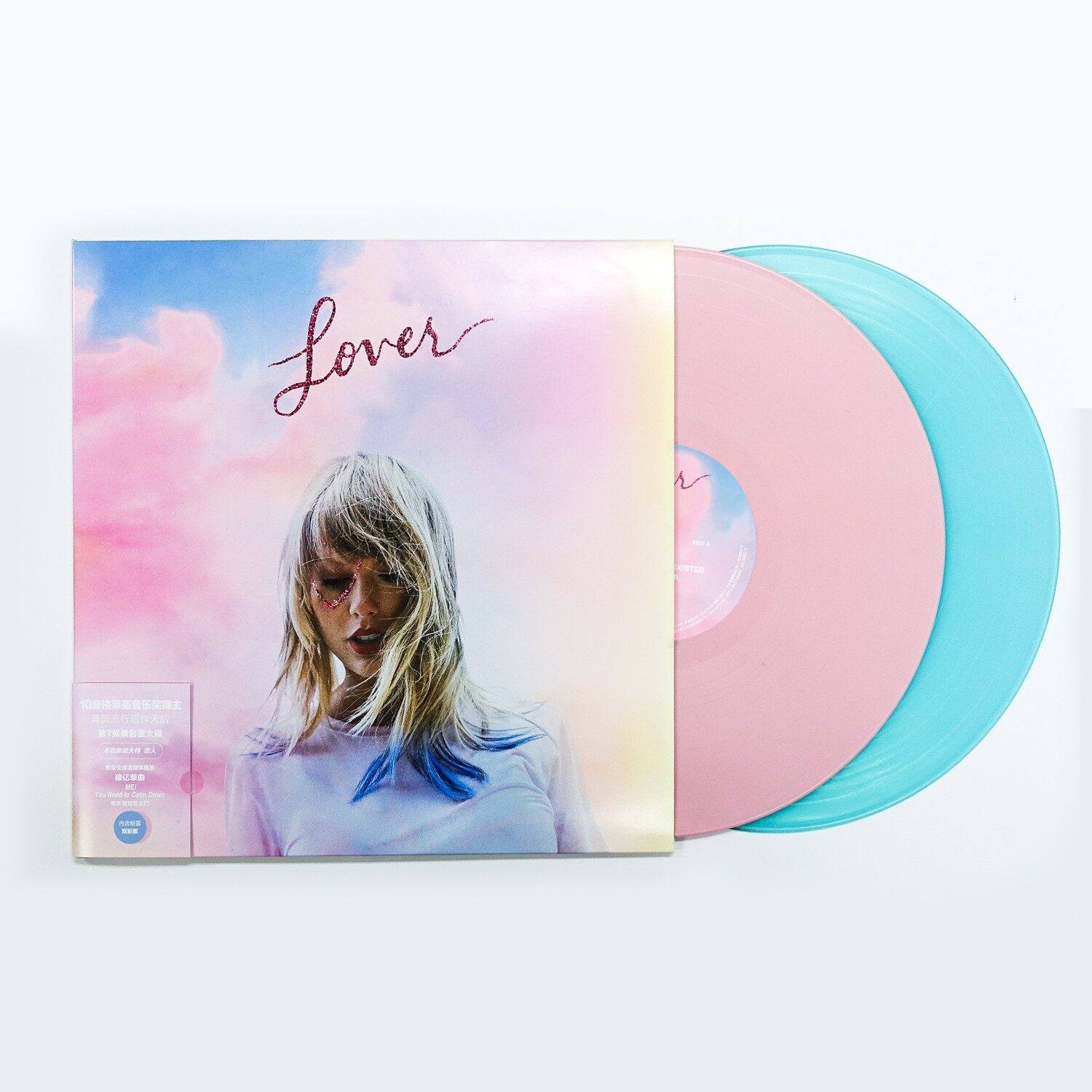 Подлинная виниловая пластинка TaylorSwift Taylor Mildew album Lover Lover розового и голубого цвета с клеем 2LP Изображение 1