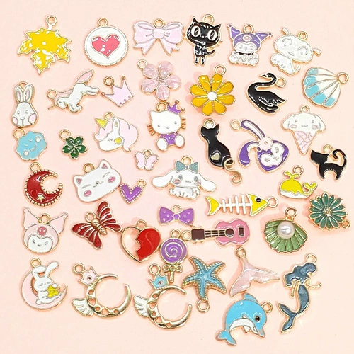 Мультяшная металлическая подвеска ручной работы, браслет из бисера, ожерелье, аксессуар, аксессуары, DIY