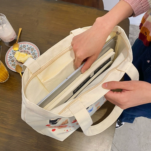 Оригинальный шоппер, милый тканевый мешок, подходит для студента, ручная роспись