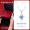 999 Full Silver Necklace - Blue Diamond Clover Chain+Preferred Rose Gift Box