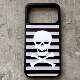 Black Skull Illustration Pink White Stripes Pattern Phone Case – Pro/Plus/Max/Air – iPhone 17, iPhone 16, iPhone 15, iPhone 14, iPhone 13, iPhone 12