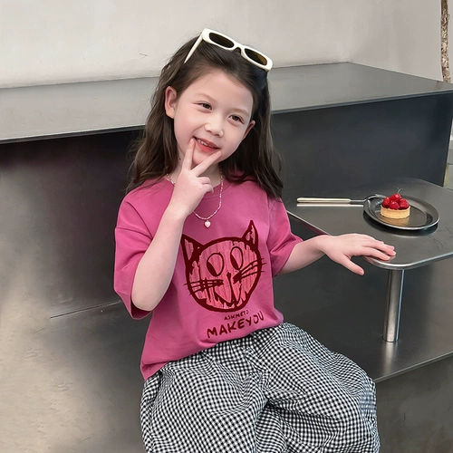 Хлопковая детская футболка с коротким рукавом, летняя одежда, в западном стиле, подходит для подростков, в корейском стиле