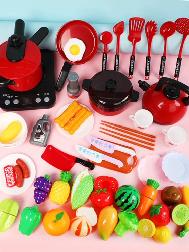 Детская семейная реалистичная кухня, фруктовая игрушка для мальчиков, кухонная утварь, комплект
