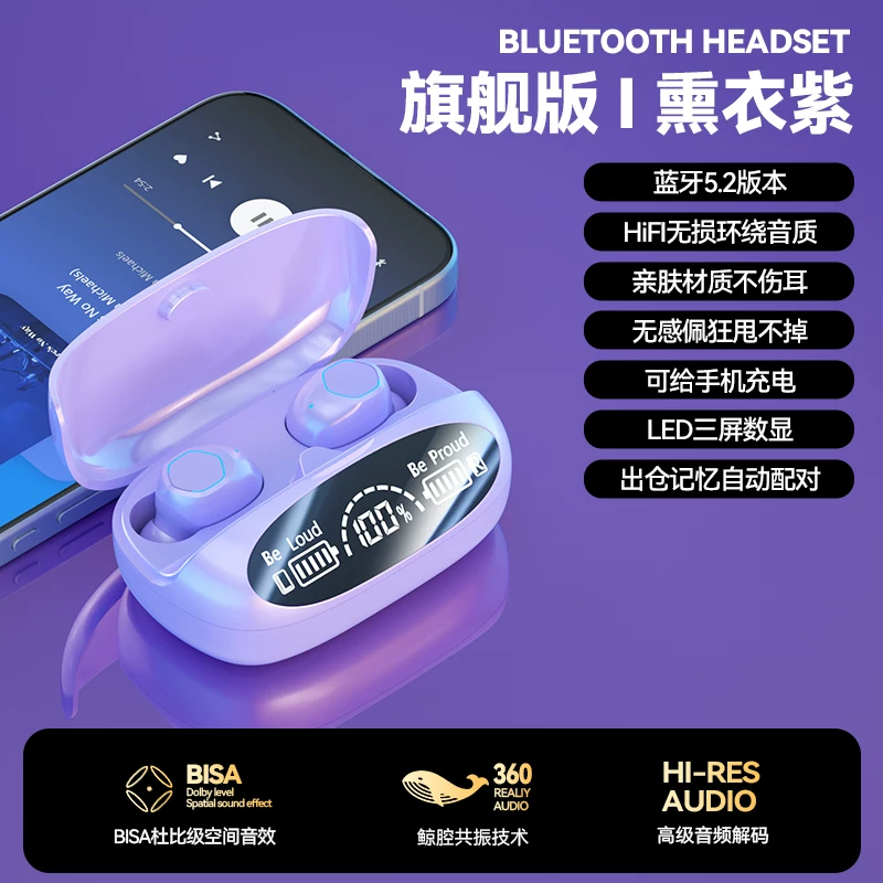 Беспроводные наушники true wireless Bluetooth 2026 нового поколения, внутриканальные, высокое качество, длительный срок службы аккумулятора, мощные спортивные шумоподавляющие наушники