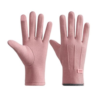 冬季电动车手套加厚加绒保暖麂皮绒骑行防寒触屏男女士防风手套