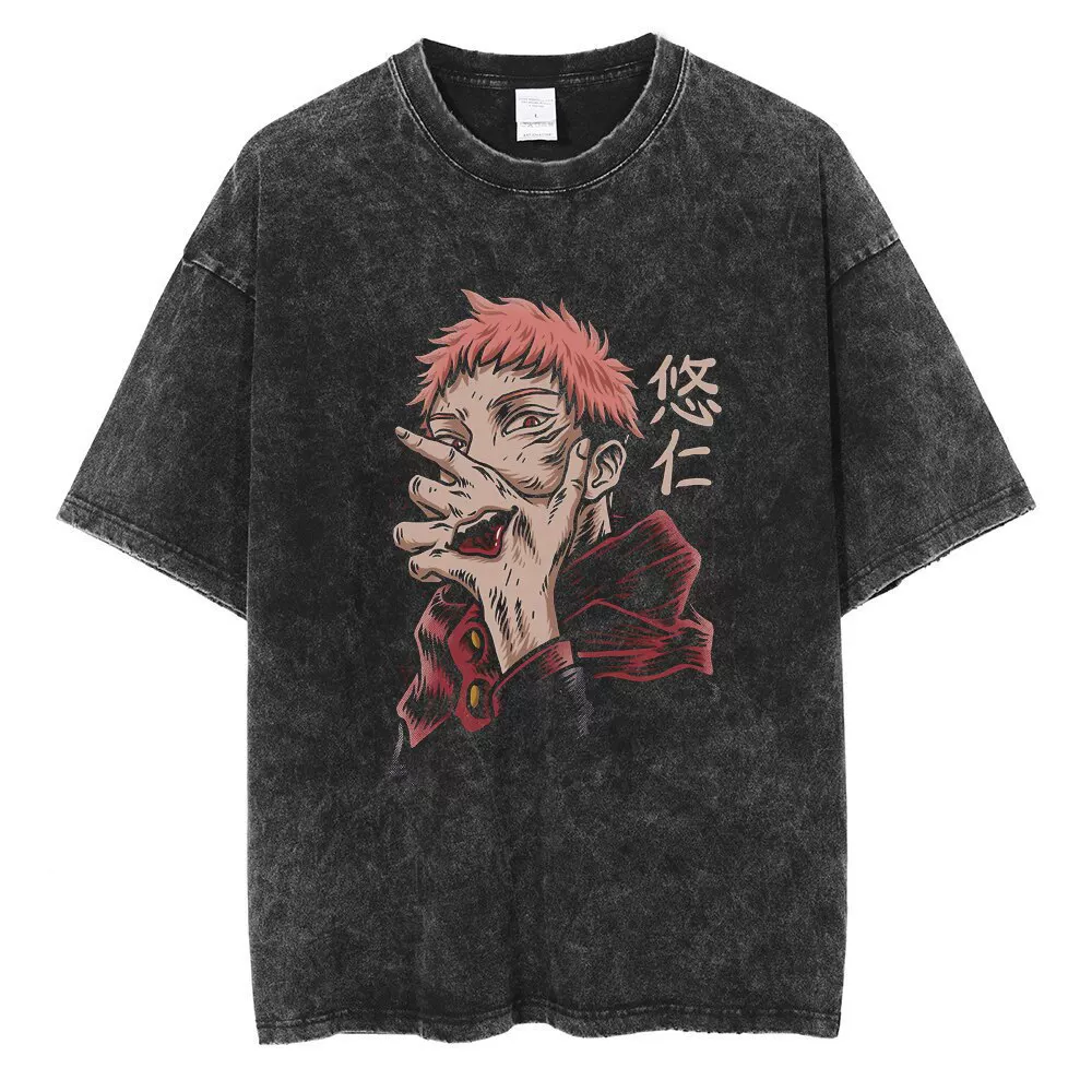 Аниме Jujutsu Kaisen футболка винтажная стиренная футболка Gojo