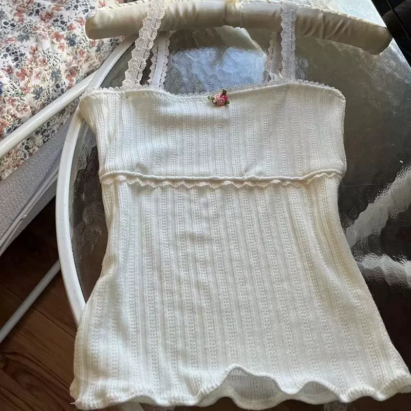 Топ Maemukilabe Fairy Coquette Milkmaid Y2K, белый кружевной, размеры S–L