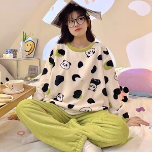 多款可选加绒加厚保暖睡衣女家居服套装宽松可爱甜美休闲冬季