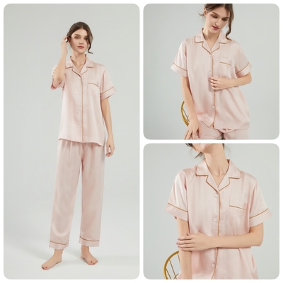 睡衣女夏季薄款天丝莱赛尔纤维冰感家居服套装柔软亲肤透气短袖