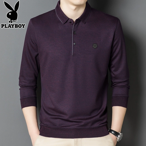 Playboy, лонгслив для отдыха, осенняя цветная футболка polo, для среднего возраста, оверсайз