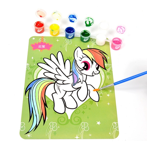 Детская раскраска, пони, акварель, книга с картинками для детского сада, книга с наклейками, игрушка, DIY, 1-3-5-6-8 лет, обучение, граффити, раннее развитие