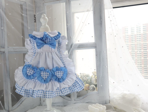 W оригинальная одежда ручной работы на заказ для собак, клетчатое платье Лолиты для кошек, одежда с кроликом, платье корги бишон