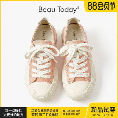 taobao agent Beautodaybt thick sole dissolved shoes women's shoes 2022 summer new canvas retro leather small white shoes single shoes