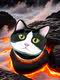 tong shell Original Niche 3D Black White Cat Face Magsafe Phone Case for iPhone 17, 16, 15, 14 and 13
