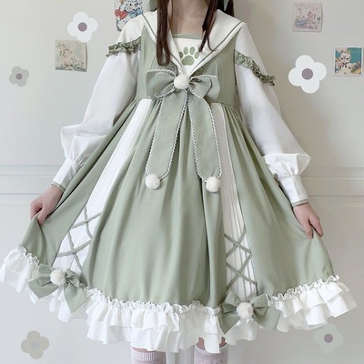 taobao agent Cute colored Japanese demi-season small princess costume, Lolita style, Lolita OP