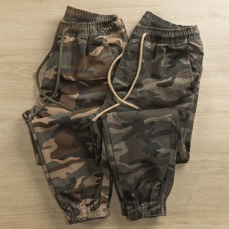 Осенние хлопковые тактики камуфляж casual брюки, оверсайз